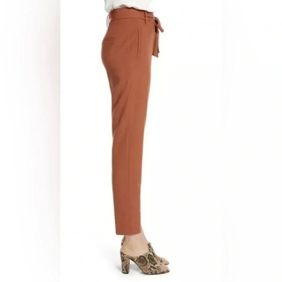 Halogen Tie Waist Twill Ankle High Rise Career Dress Pants Brown Rust Women’s 8 - Picture 3 of 10